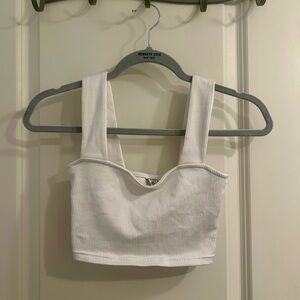H&M White Ribbed Crop Top